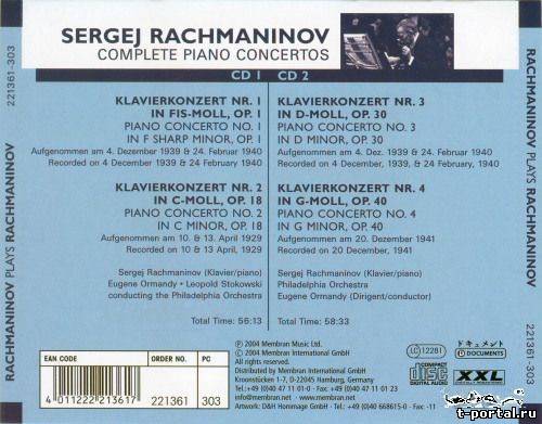 (Flac) Рахманинов играет Рахманинова | Rachmaninov plays Rachmaninov - Complet Piano Concertos (2004) 2CD